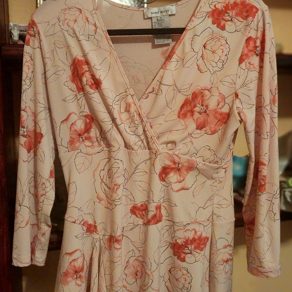 Nine West Pink and Cream Floral Dress